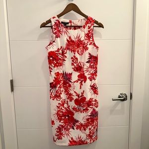 NWOT Mario Serrani Italy Red Floral Midi Dress